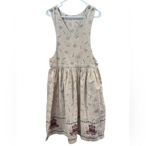 Handmade Noah’s Ark Print sleeveless Jumper Dress Adult vintage